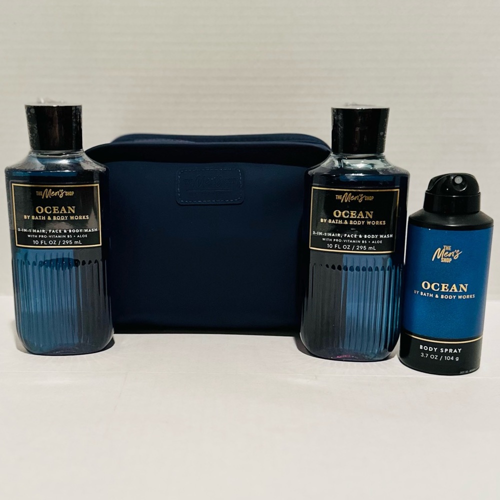 Bath & Body NEW Men’s (2) Ocean 3-n-1 Hair,Face & Body Wash,Spray & Dopp Kit